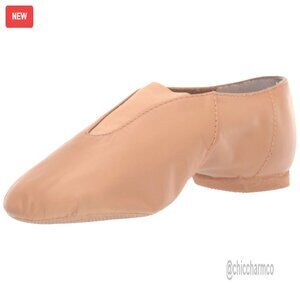 Leather Jazz Dance Shoes Slip-On Elastic Split Sole Women's Size